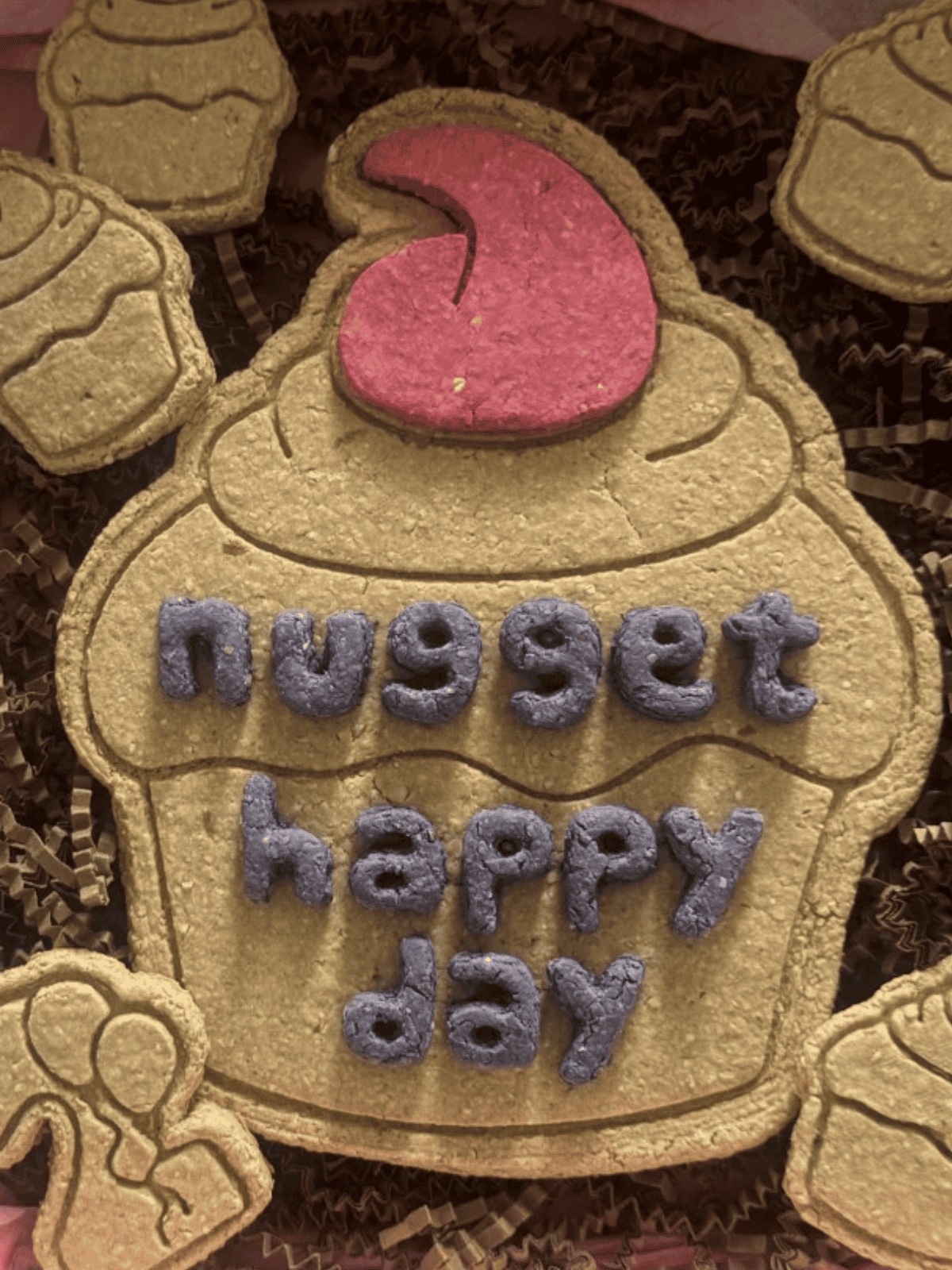 MakkoTreasure personalized dog cookie close up with custom name by Makko’s Snack